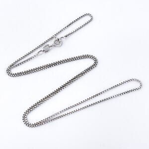 Vintage Italy Sterling Silver 925 1mm Box Chain Necklace 18"